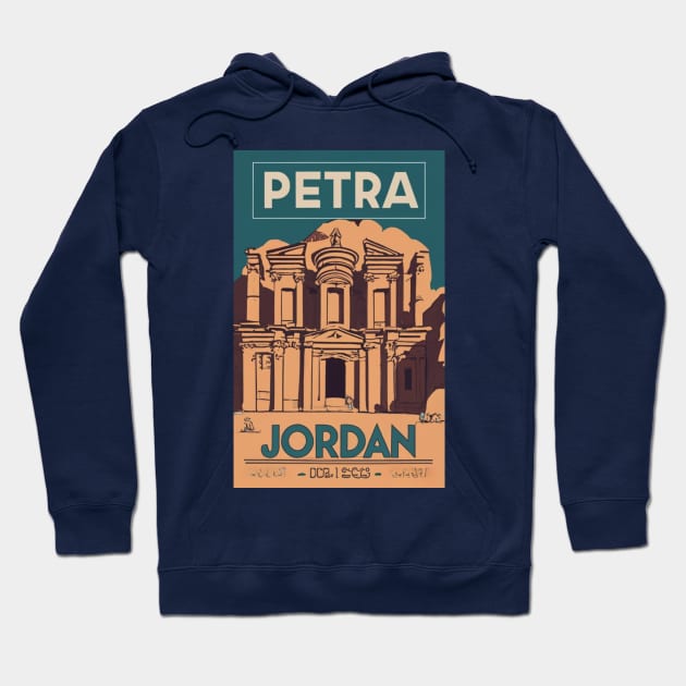 A Vintage Travel Art of Petra - Jordan Hoodie by goodoldvintage